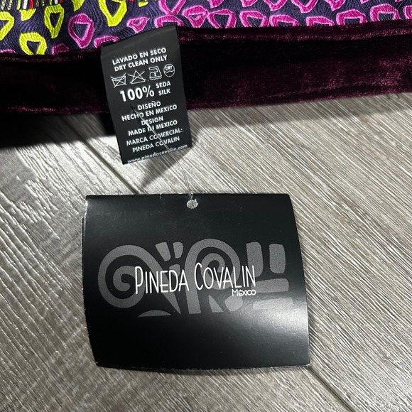 Pineda Covalin Silk Scarf Shawl Colorful Floral Velvet Trim Made in Mexico - Picture 6 of 8